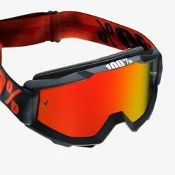 Apparel 100% Accuri Goggles Matte Gunmetal With Red Mirror Lens