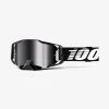 Apparel 100% Armega Goggle Black With Silver Flash Mirror Lens