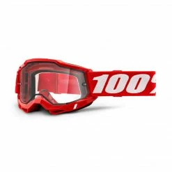 100% Goggles Accuri 2 Enduro MTB Red With Clear Vented Dual Lens Apparel