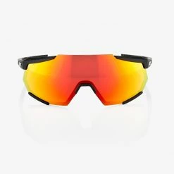 100% Racetrap Sunglasses Black With HiPER Red Multilayer Mirror Lens Apparel