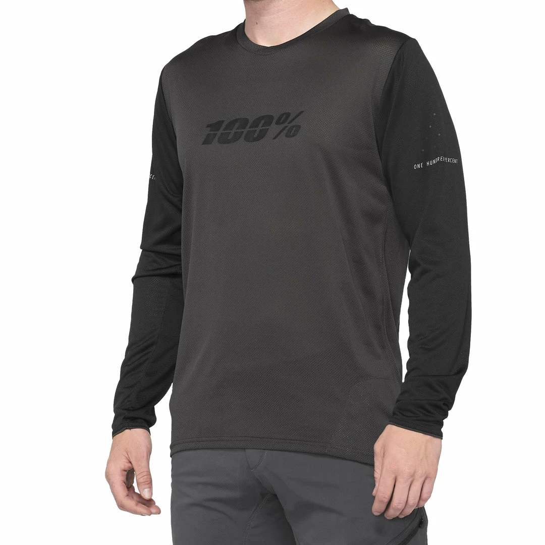 Apparel 100% Ridecamp Long Sleeve Jersey Charcoal & Black 1 Apparel 100% Ridecamp Long Sleeve Jersey Charcoal & Black