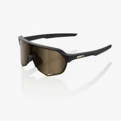 100% S2 Sunglasses Matte Black With Soft Gold Lens Apparel