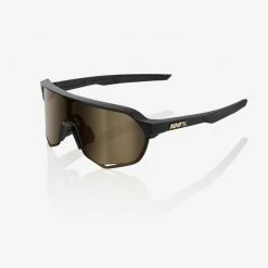 100% S2 Sunglasses Matte Black With Soft Gold Lens