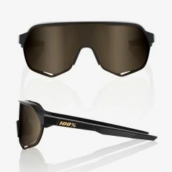 100% S2 Sunglasses Matte Black With Soft Gold Lens Apparel