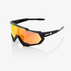 100% Speedtrap Sunglasses Black With HiPER Red Multilayer Mirror Lens Apparel