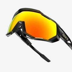 100% Speedtrap Sunglasses Black With HiPER Red Multilayer Mirror Lens Apparel