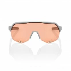 100% Sunglasses S2 Soft Tact Stone Grey With HiPER Coral Lens
