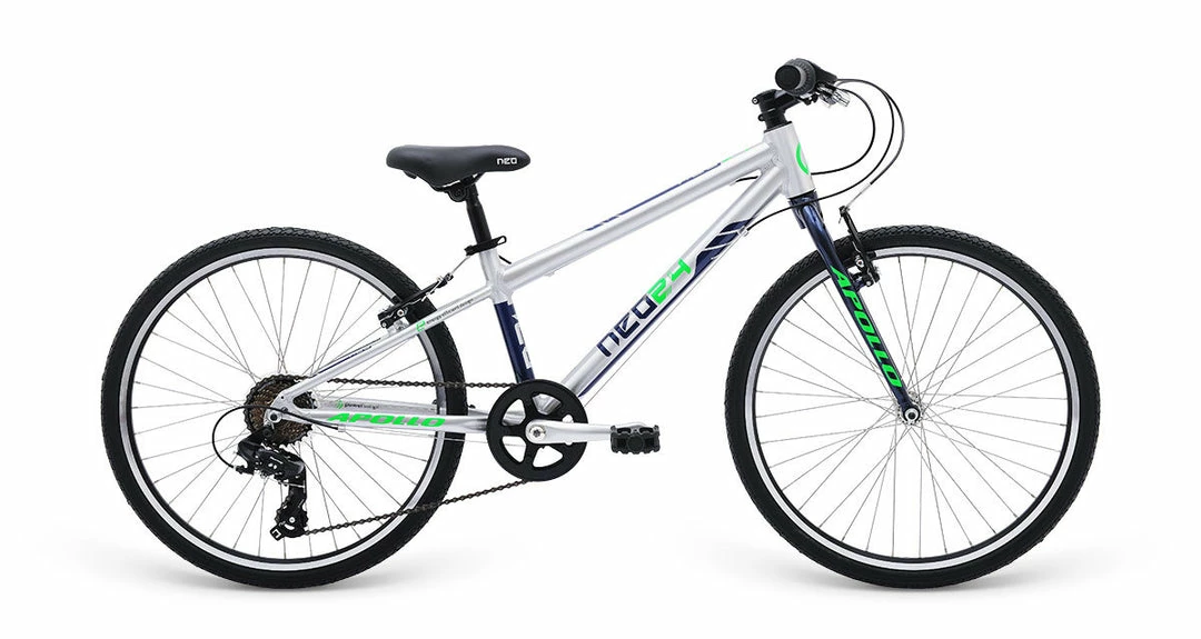 Bikes Apollo Neo 24" Kids Bike 7-Speed Silver/Navy/Neon 1 Bikes Apollo Neo 24" Kids Bike 7-Speed Silver/Navy/Neon