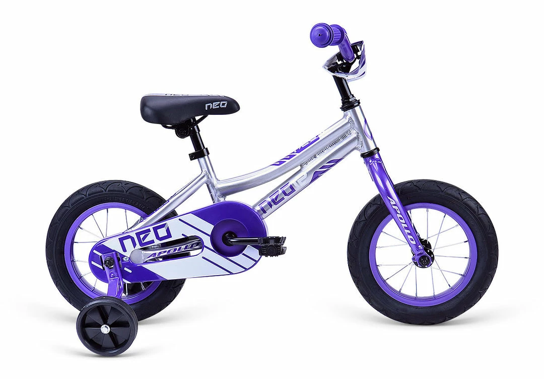 Apollo Neo 12" Kids Bike Brushed Alloy Purple/Black Bikes 1 Apollo Neo 12" Kids Bike Brushed Alloy Purple/Black Bikes