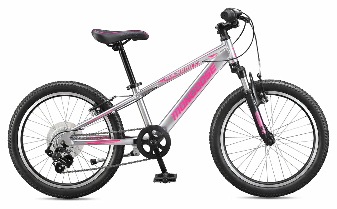 Mongoose Rockadile 20" Kids Mountain Bike Silver Bikes 1 Mongoose Rockadile 20" Kids Mountain Bike Silver Bikes