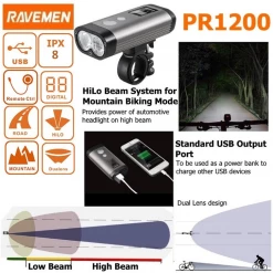 Bike Essentials Ravemen PR1200 USB Front Light 1200 Lumens 8 Bike Essentials Ravemen PR1200 USB Front Light 1200 Lumens