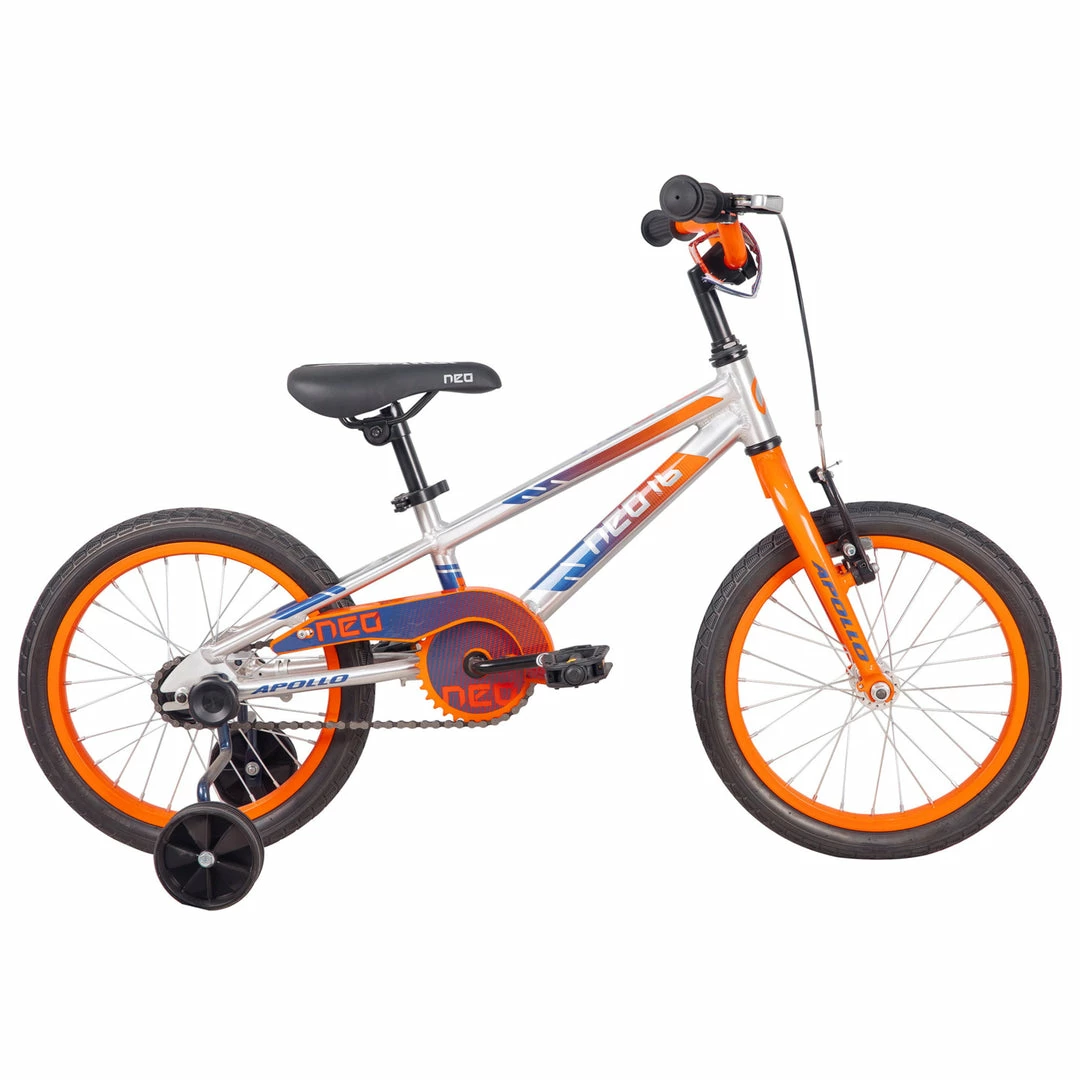 Bikes Apollo Neo 16" Kids Bike Brushed Alloy/Orange/Navy 1 Bikes Apollo Neo 16" Kids Bike Brushed Alloy/Orange/Navy