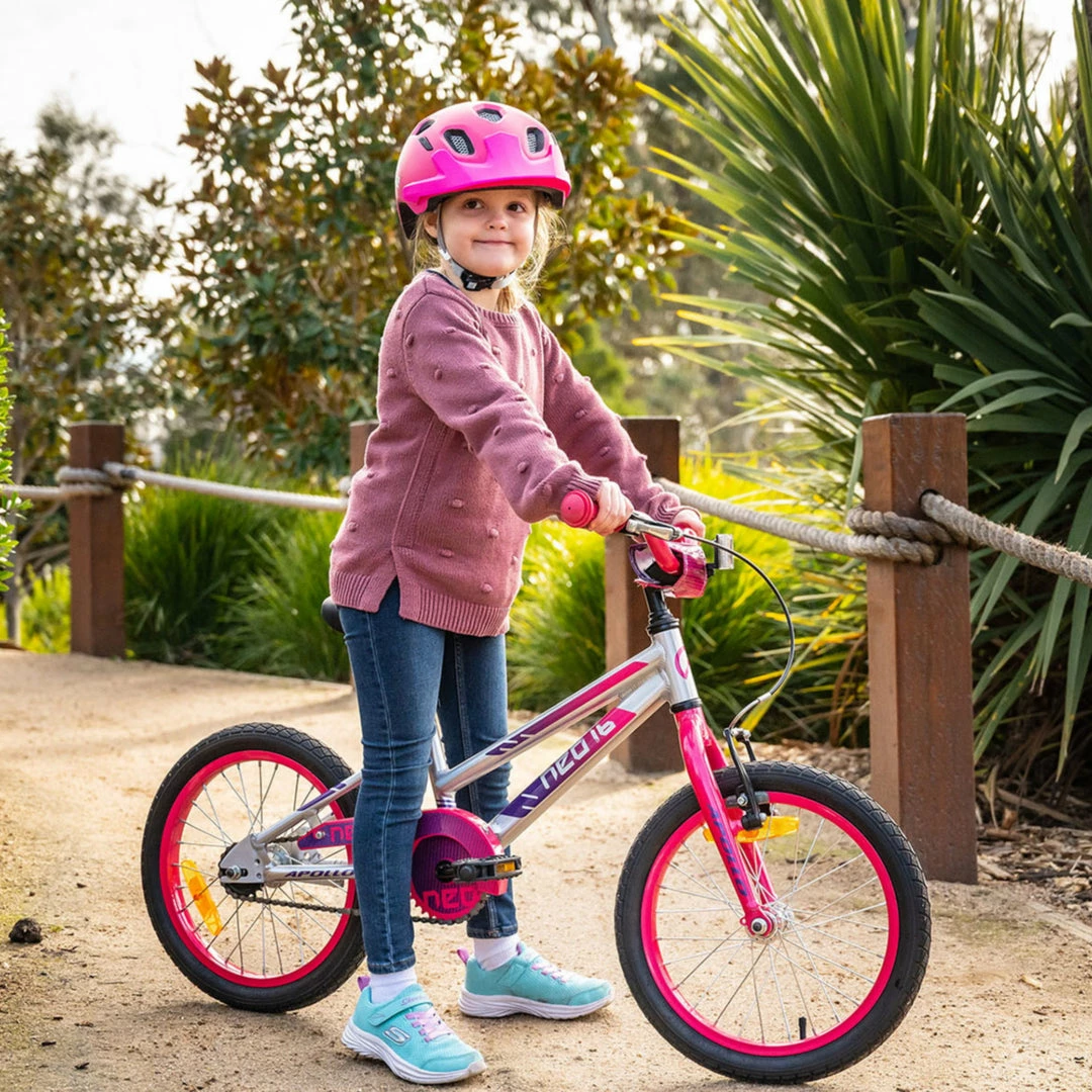 Bikes Apollo Neo 16" Kids Bike Brushed Alloy/Pink/Dark Pink 2 Bikes Apollo Neo 16" Kids Bike Brushed Alloy/Pink/Dark Pink
