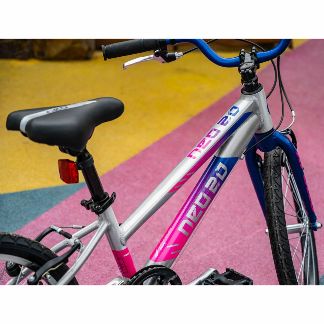 Apollo Neo 20" Kids Bike 6-Speed Brushed Alloy/Navy/Pink 3 Apollo Neo 20" Kids Bike 6-Speed Brushed Alloy/Navy/Pink