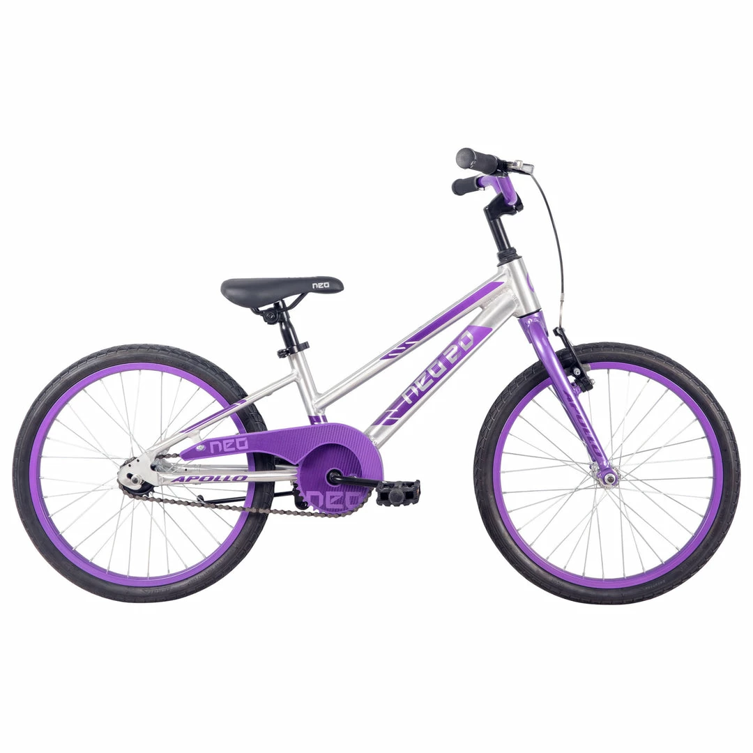 Apollo Neo 20" Kids Bike Brushed Alloy/Lavender/Purple 1 Apollo Neo 20" Kids Bike Brushed Alloy/Lavender/Purple