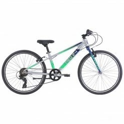 Apollo Neo 24" Kids Bike 7-Speed Brushed Alloy/Navy/Neon Green Bikes