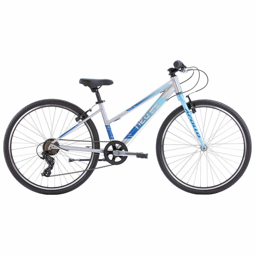 Apollo Neo 26" Kids Bike 7-Speed Brushed Alloy/Ice Blue/Navy 1 Apollo Neo 26" Kids Bike 7-Speed Brushed Alloy/Ice Blue/Navy
