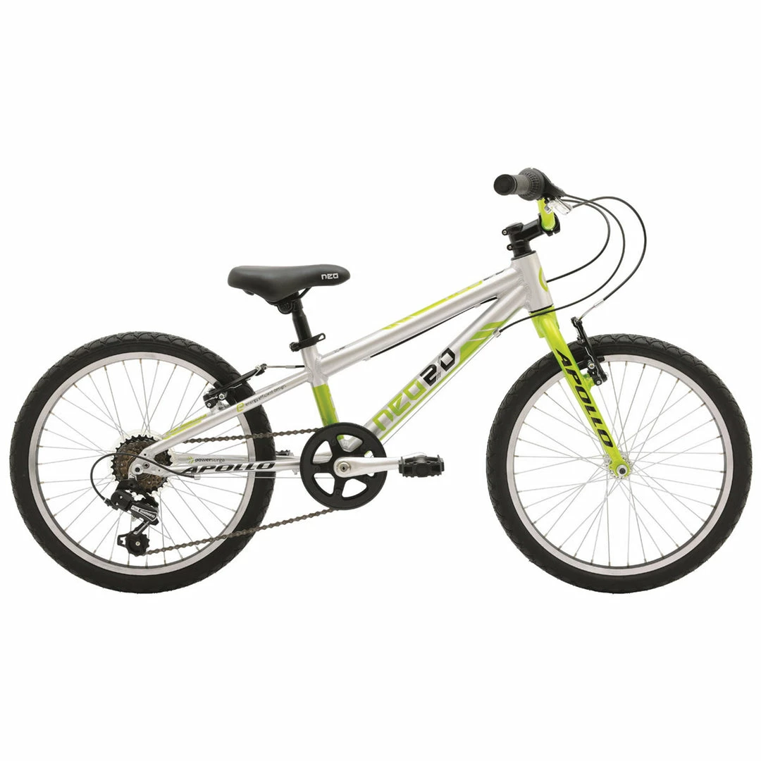 Apollo Neo 20" Kids Bike 6-Speed Silver/Black/Lime Bikes 1 Apollo Neo 20" Kids Bike 6-Speed Silver/Black/Lime Bikes