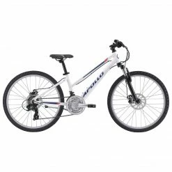 Apollo Verve 24" Kids Mountain Bike Gloss White/Navy/Pink Bikes