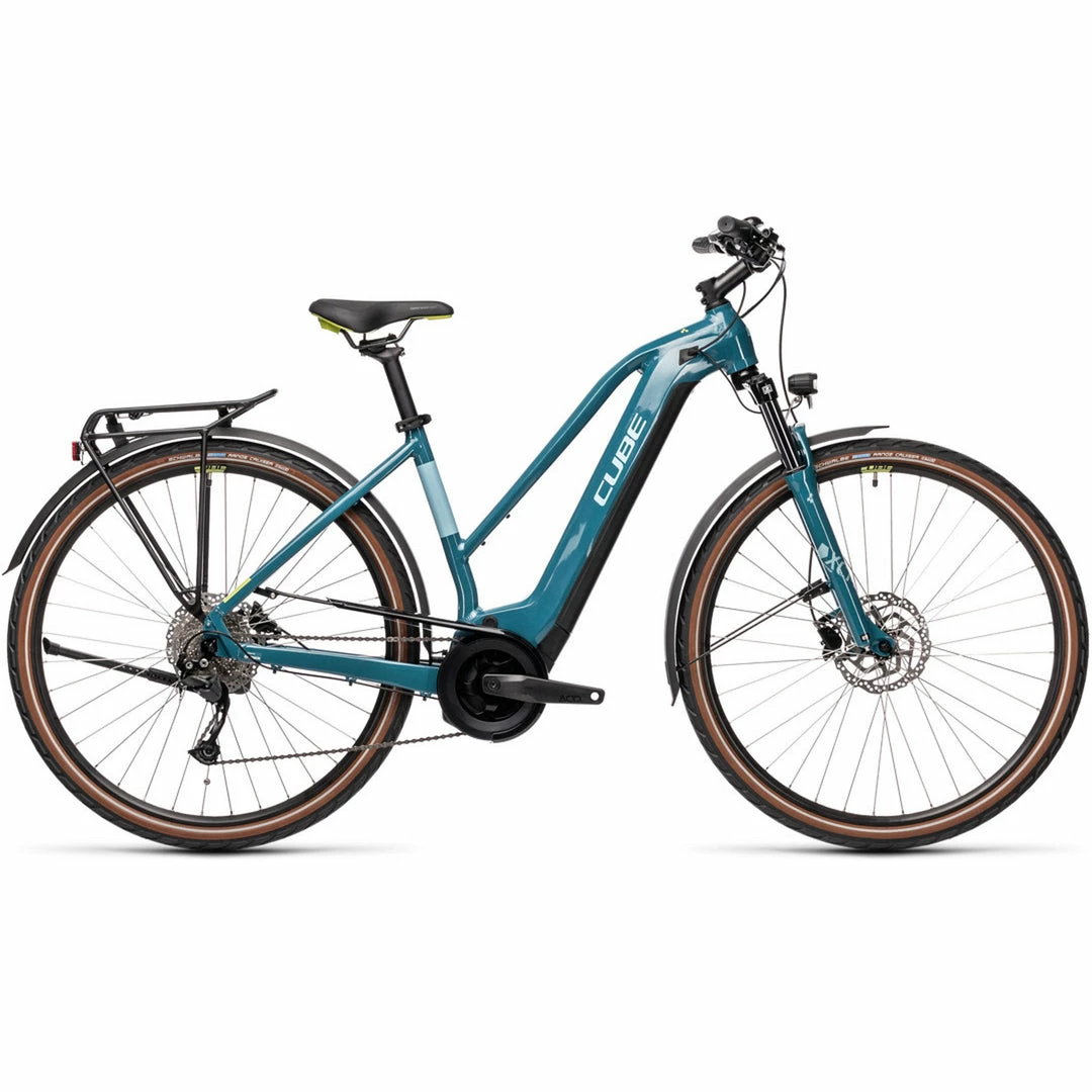 Bikes Cube Touring Hybrid One Trapeze Electric Bike 500wh Battery Blue 'n' Green (2021) 1 Bikes Cube Touring Hybrid One Trapeze Electric Bike 500wh Battery Blue 'n' Green (2021)