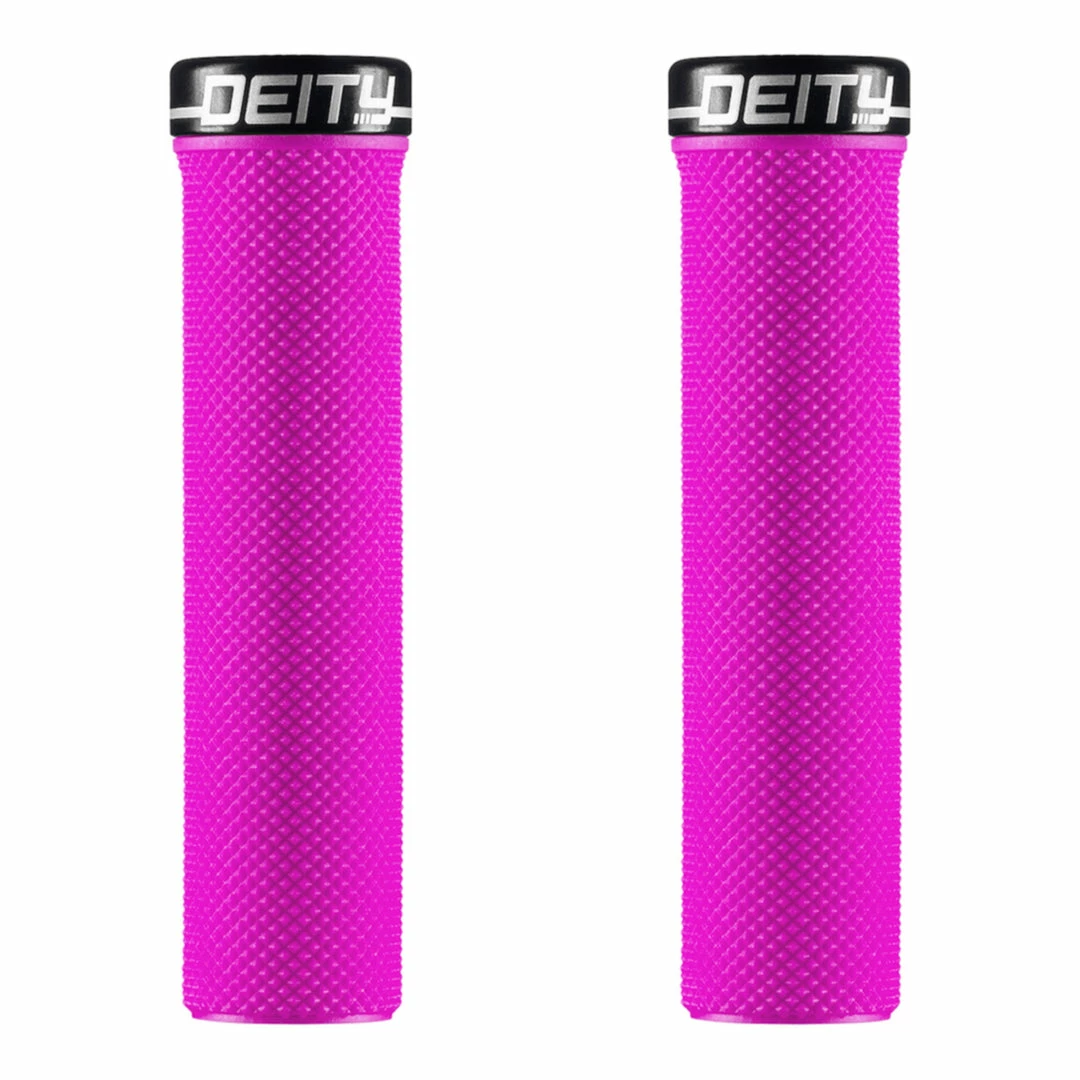 Deity Slimfit Lock-On Grips Pink With Black Clamp 1 Deity Slimfit Lock-On Grips Pink With Black Clamp