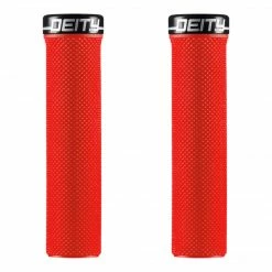 Deity Slimfit Lock-On Grips Red With Black Clamp Parts & Maintenance