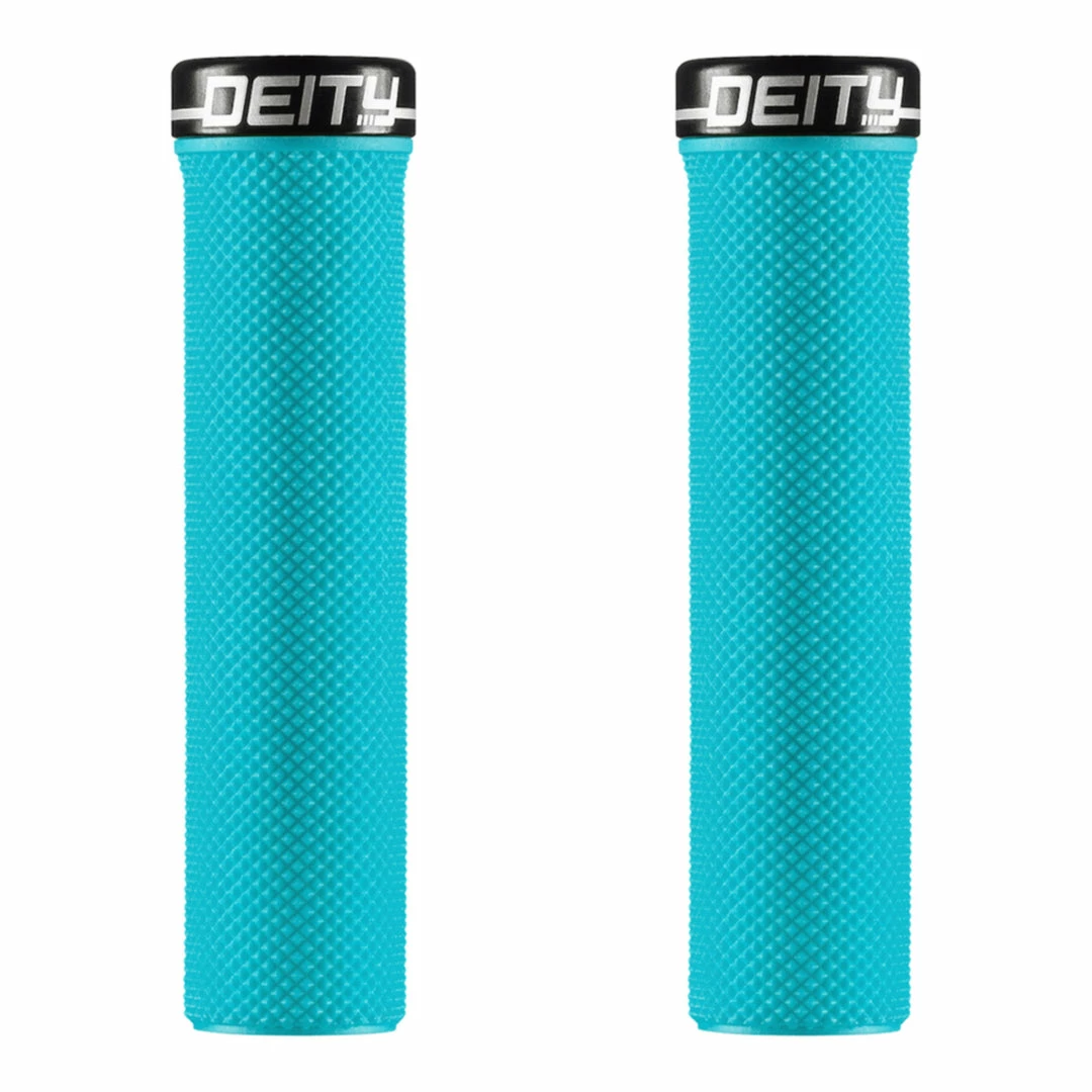 Deity Slimfit Lock-On Grips Turquoise With Black Clamp 1 Deity Slimfit Lock-On Grips Turquoise With Black Clamp