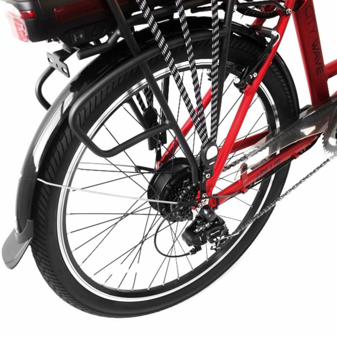 Bikes E-Rider City Wave Electric Hybrid Bike 375wh Battery Red 5 Bikes E-Rider City Wave Electric Hybrid Bike 375wh Battery Red