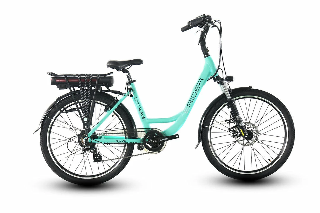 E-Rider City Wave Electric Hybrid Bike 375wh Battery Teal 1 E-Rider City Wave Electric Hybrid Bike 375wh Battery Teal