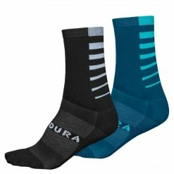 Apparel Endura Coolmax Stripe Socks Twin Pack Kingfisher Blue