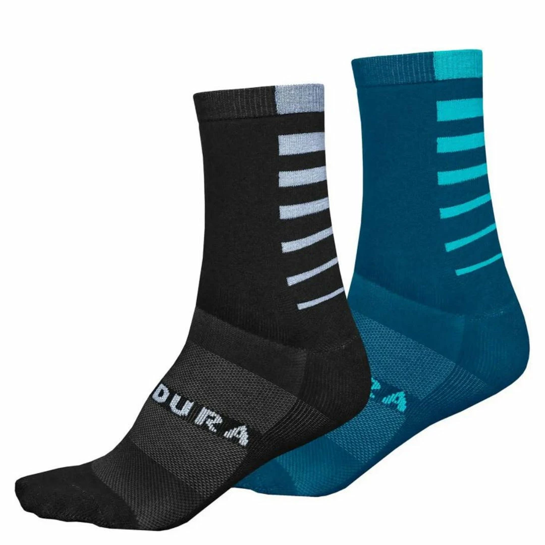 Apparel Endura Coolmax Stripe Socks Twin Pack Kingfisher Blue 1 Apparel Endura Coolmax Stripe Socks Twin Pack Kingfisher Blue
