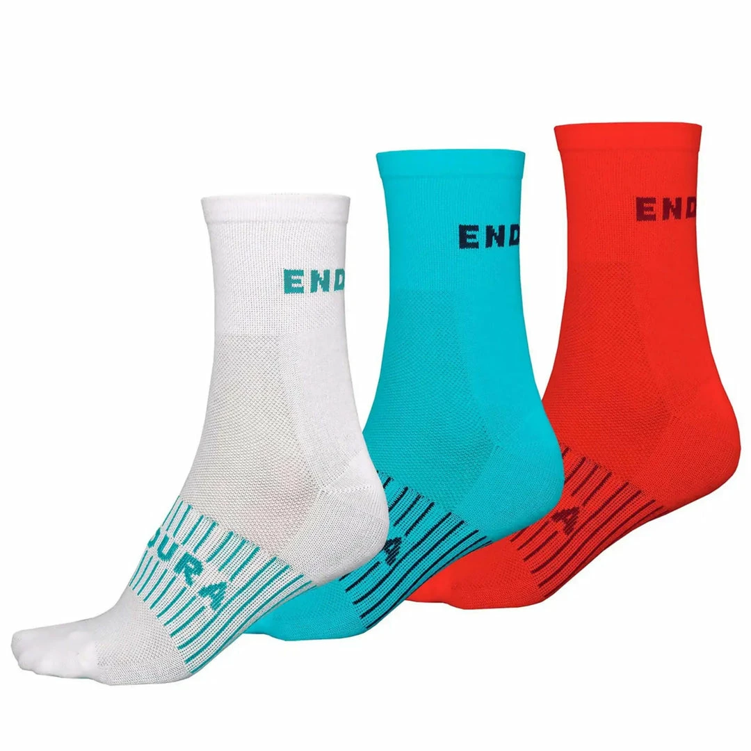 Apparel Endura Women’s Coolmax Race Socks Triple Pack Pacific Blue 1 Apparel Endura Women’s Coolmax Race Socks Triple Pack Pacific Blue