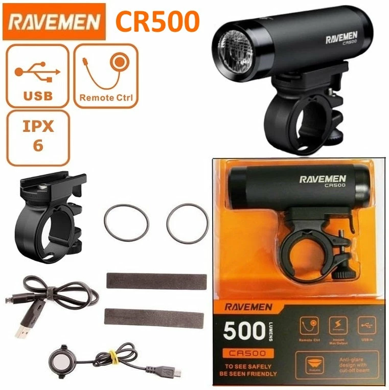 Ravemen CR500 USB Front Light 500 Lumens Bike Essentials 2 Ravemen CR500 USB Front Light 500 Lumens Bike Essentials
