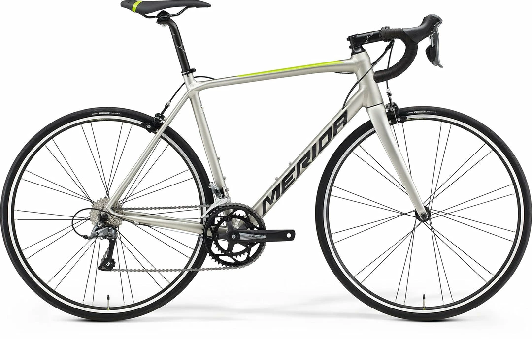Merida Scultura 100 Road Bike Silk Titanium/Black/Green (2021) 1 Merida Scultura 100 Road Bike Silk Titanium/Black/Green (2021)