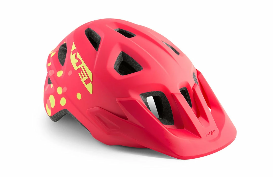 Helmets Met Eldar Youth MTB Helmet Coral Pink Dots 1 Helmets Met Eldar Youth MTB Helmet Coral Pink Dots