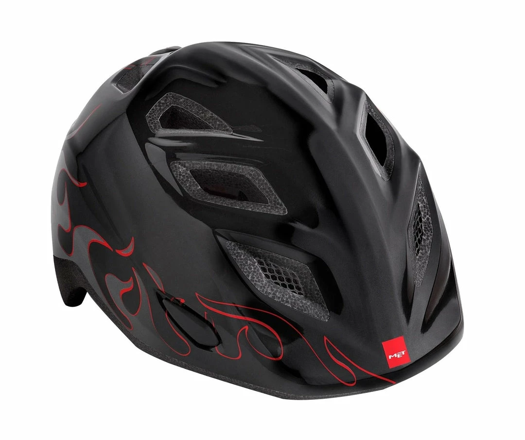 Met Genio Youth Helmet Glossy Black Flames Helmets 1 Met Genio Youth Helmet Glossy Black Flames Helmets