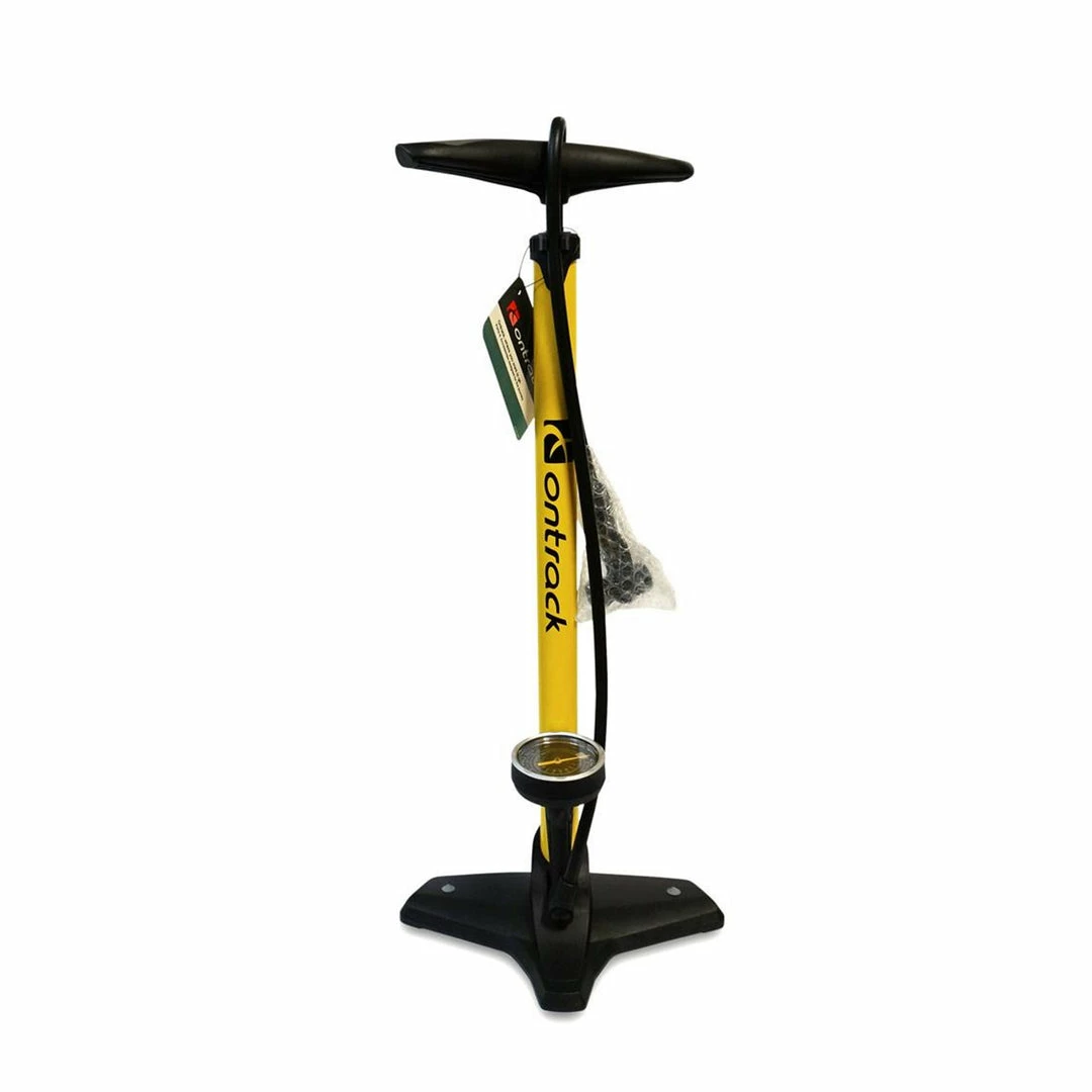 Accessories On Track Floor Pump Metal With Gauge 2-Way Yellow 1 Accessories On Track Floor Pump Metal With Gauge 2-Way Yellow