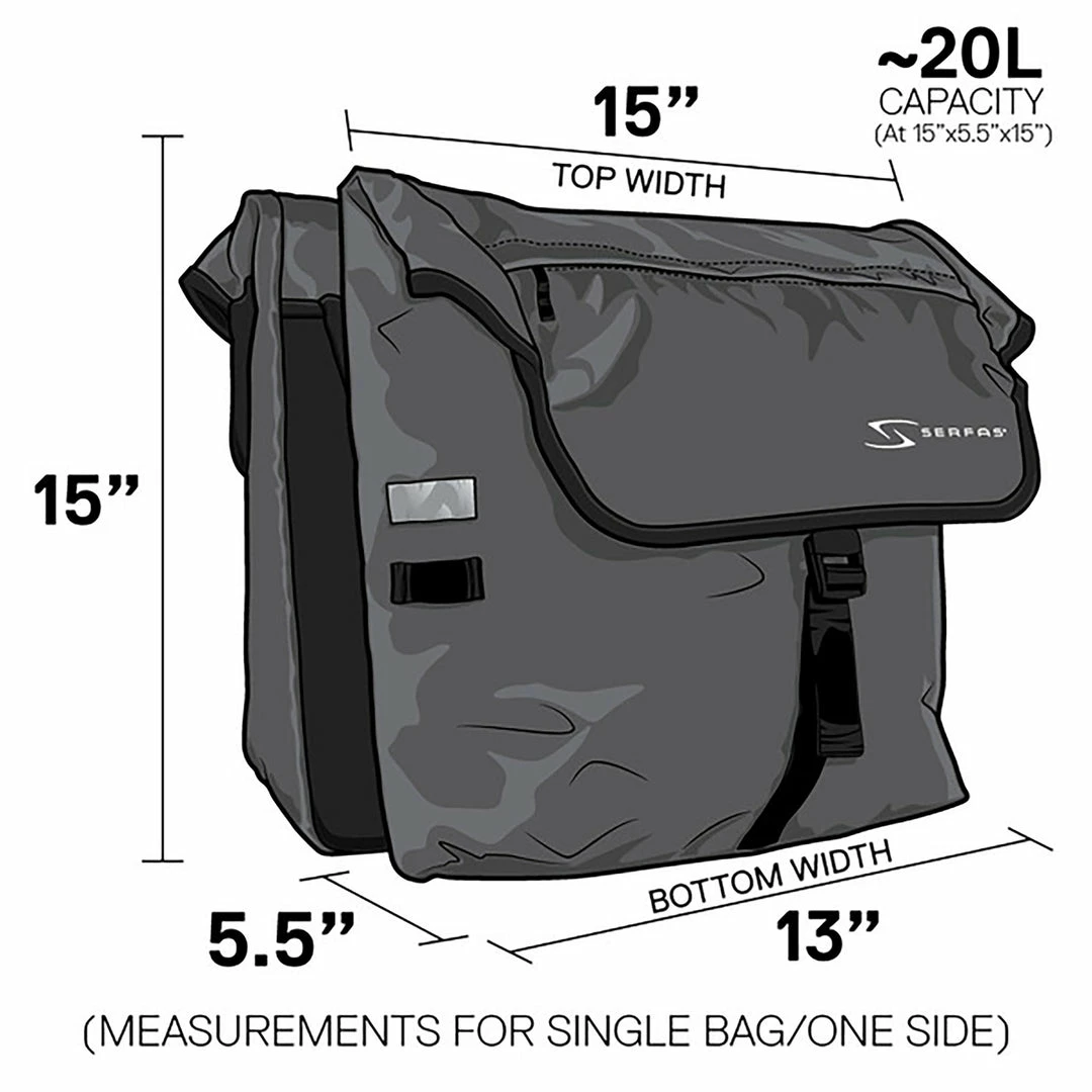 Accessories Serfas Pannier Double Bag Black 6 Accessories Serfas Pannier Double Bag Black