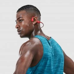 Shokz OpenRun Bone Conduction Bluetooth Headphones Red Computers & Electrical